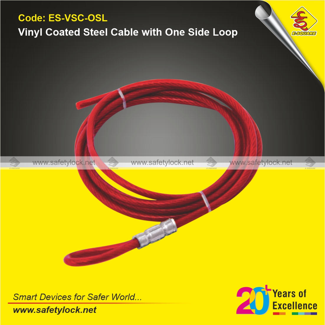 vinyl coated steel cable with one side loop
