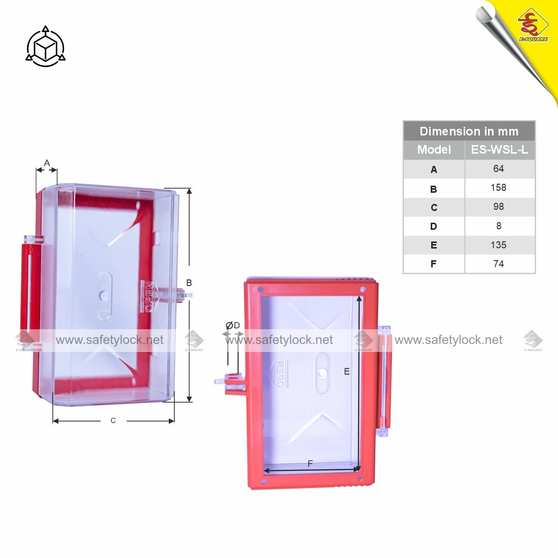wall switch lockout device dimension