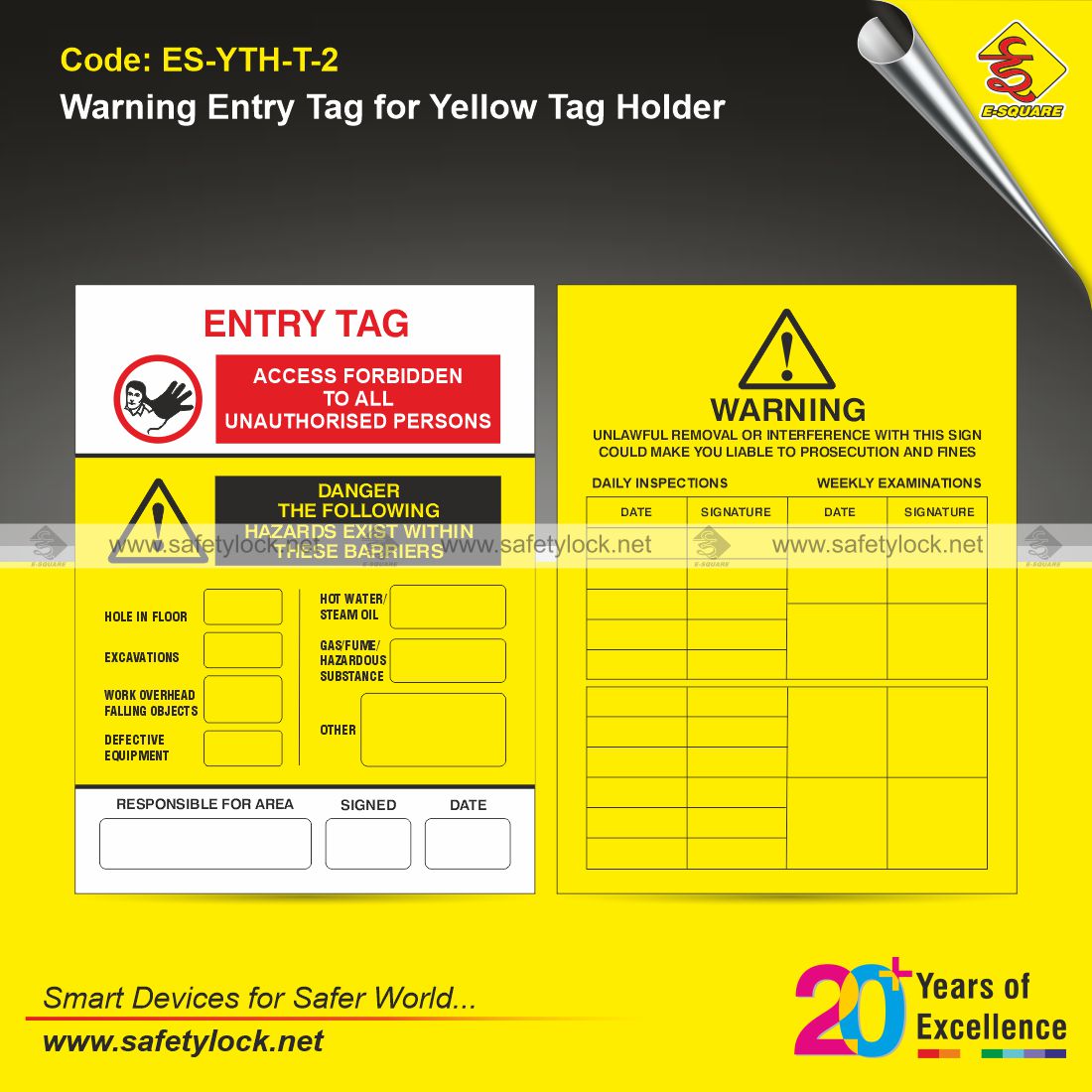 warning entry tags for yellow tag holder