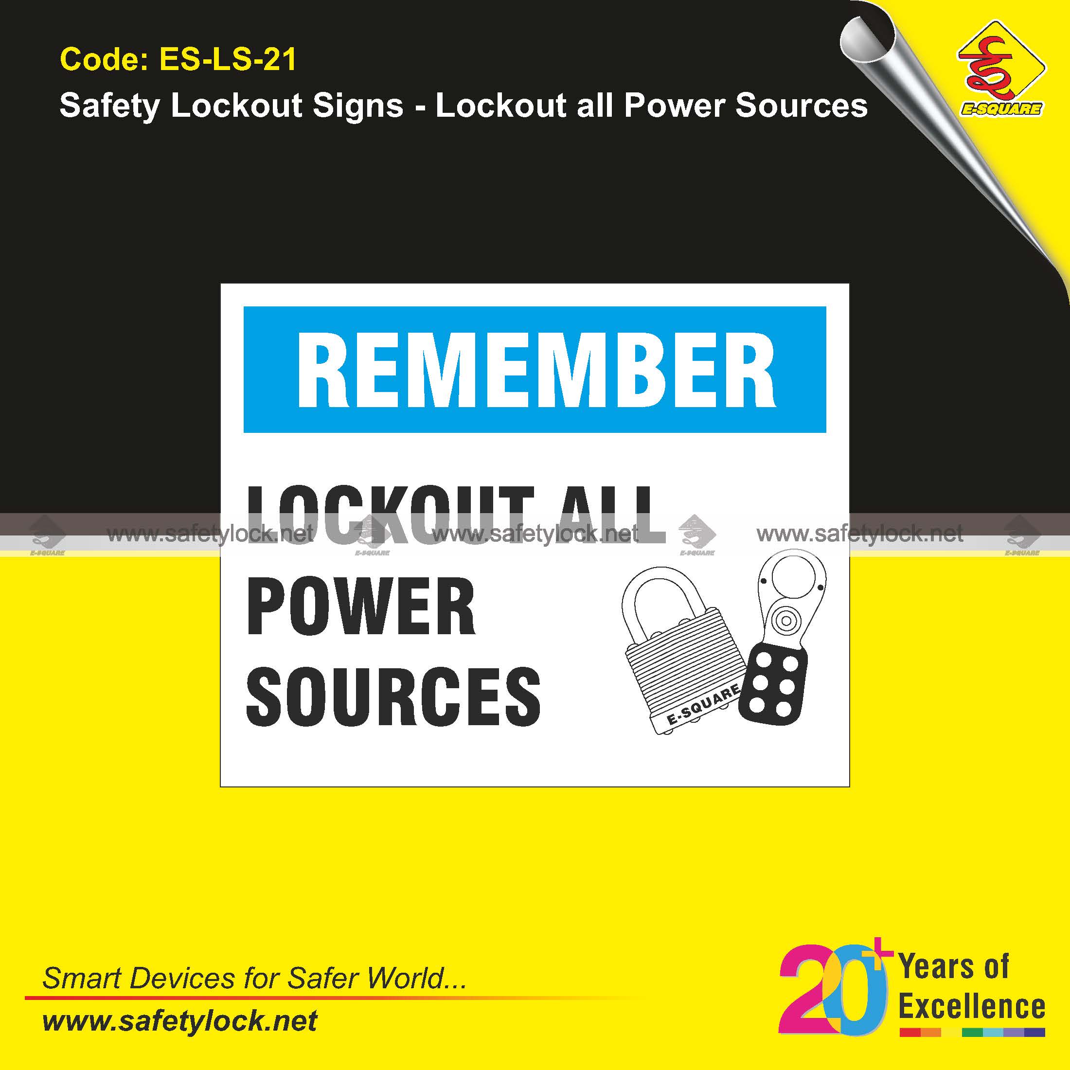 yellow color lockout safety sign