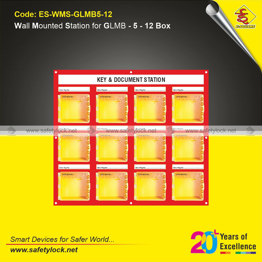 wall mounted lockout station for 12 ABS Group lockout box