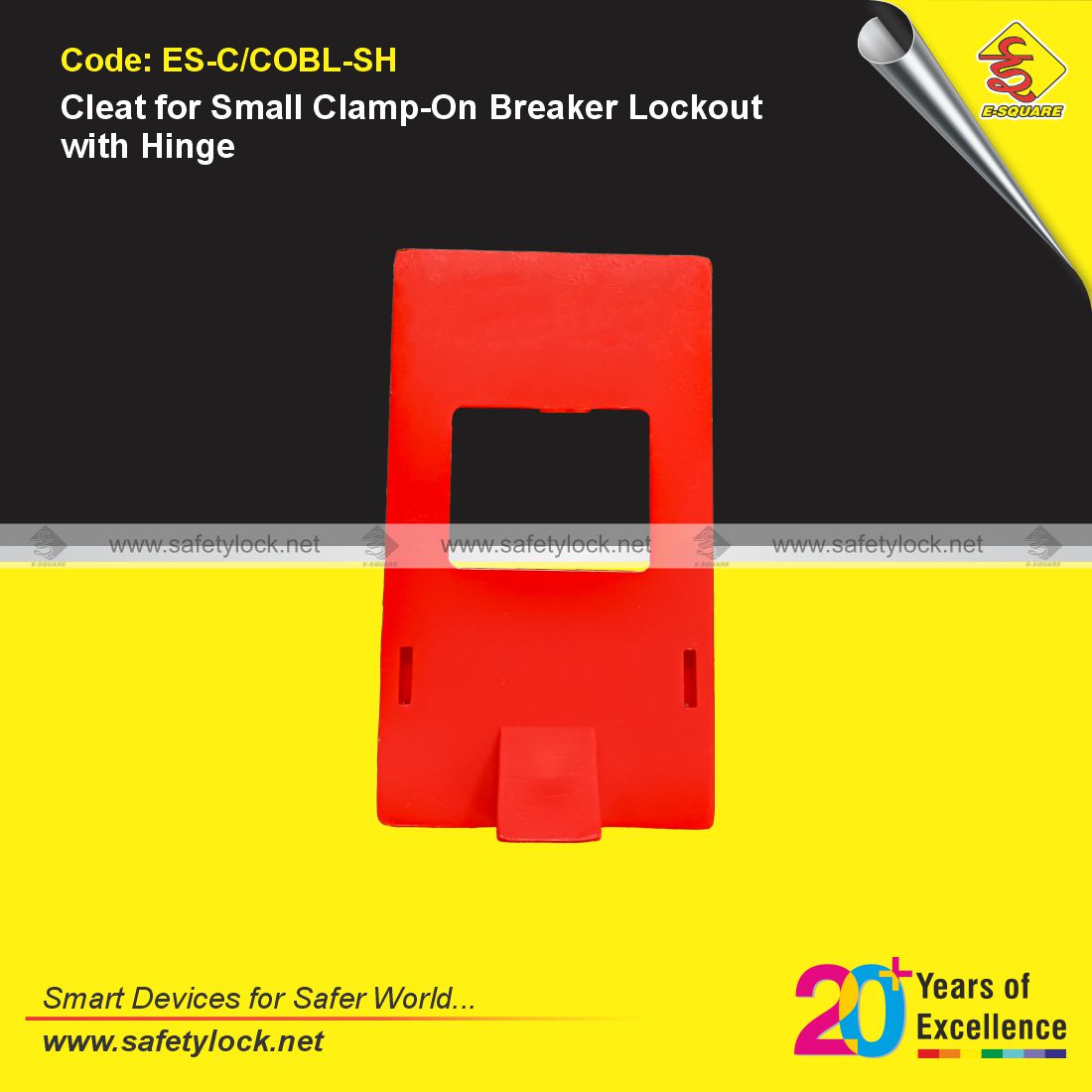 E-Square cleat for small clamp on breaker lockout hinged type