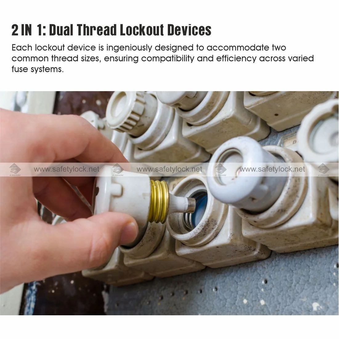 2 in 1 dual thread lockout device for fuses