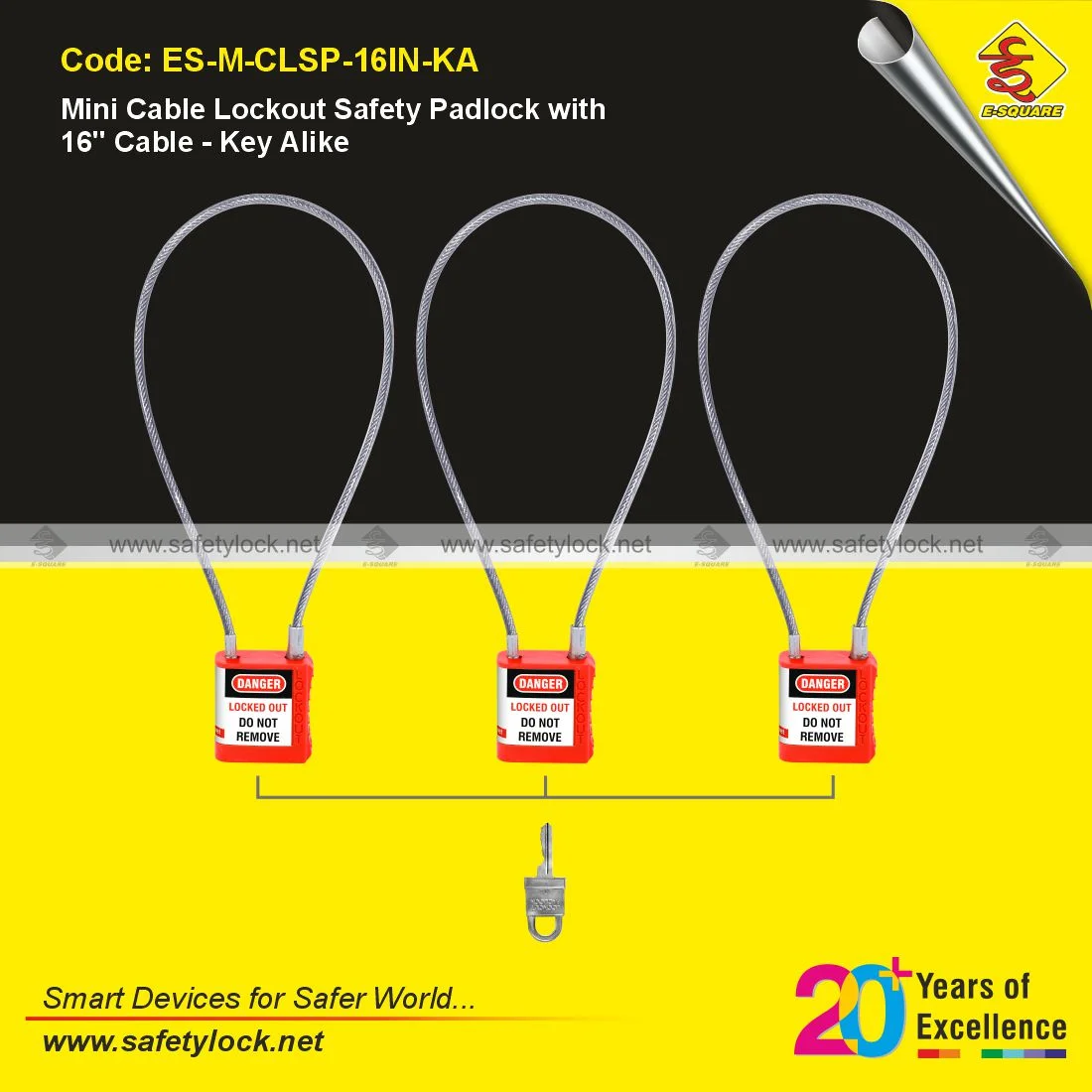 mini cable lockout padlock with 16-inch cable by E-Square