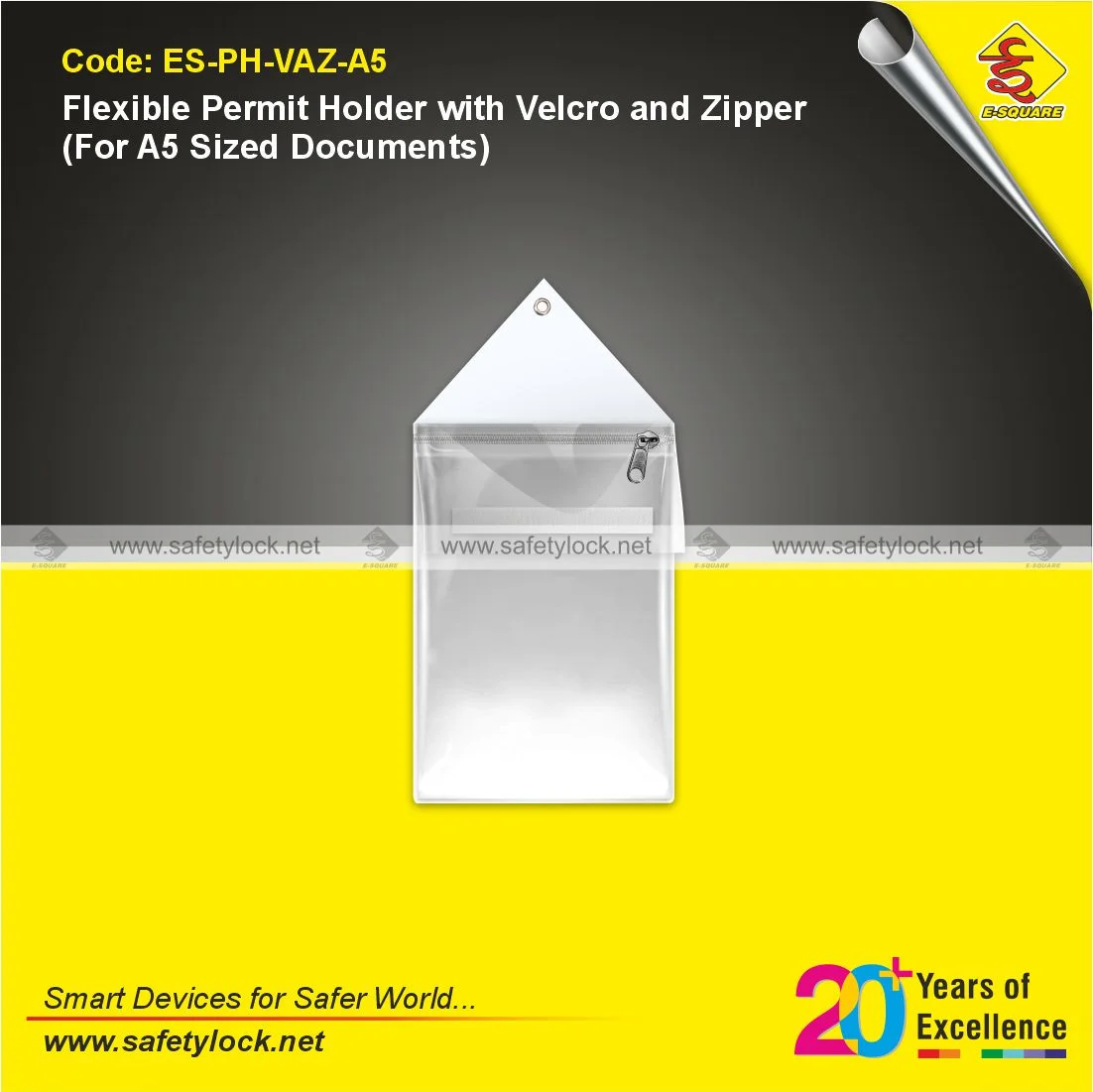 E-Square flexible permit holder with velcro and zipper