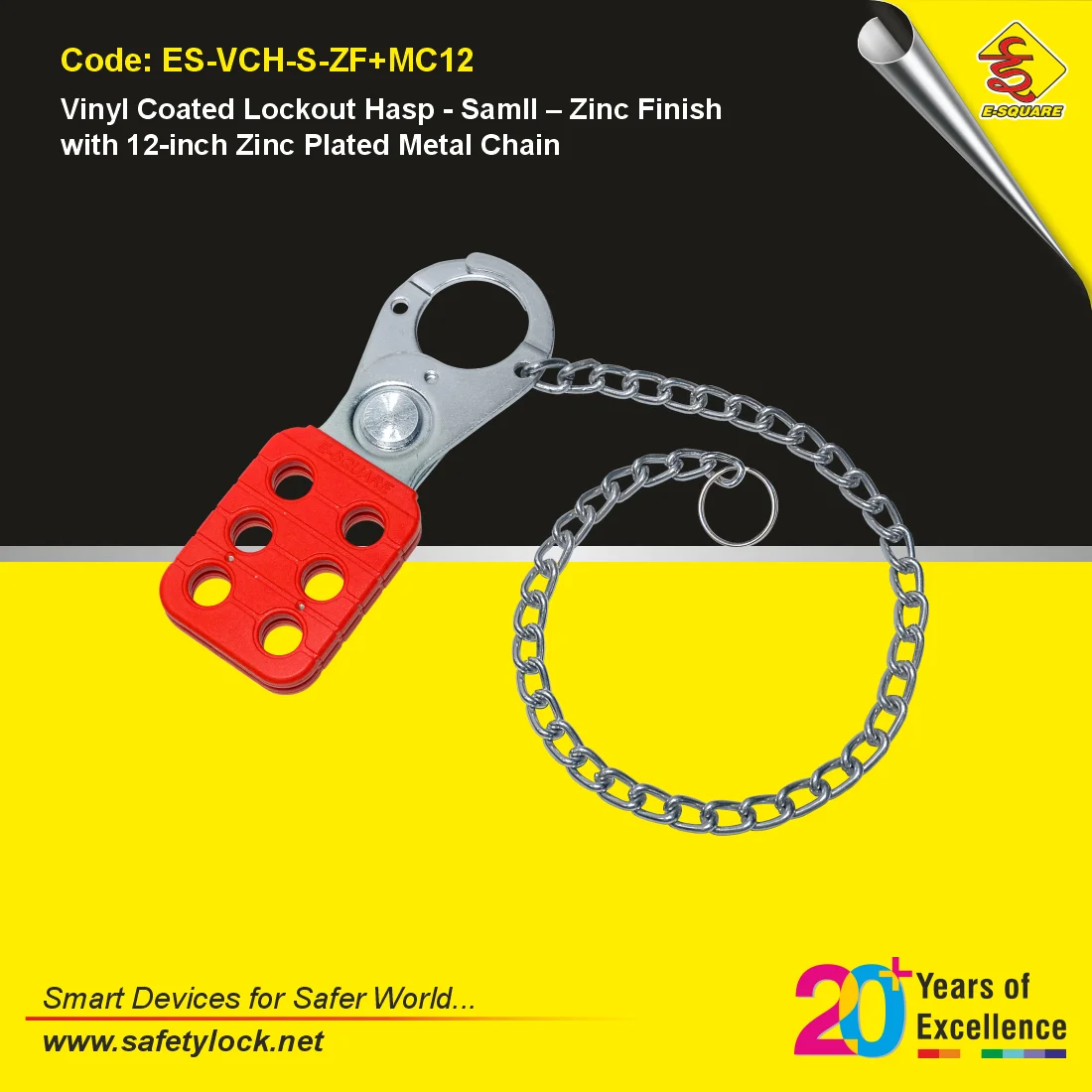 lockout hasp with zinc finish metal chain