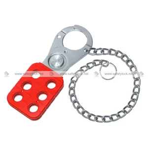 vinyl coated lockout hasp small with 6 inch zinc finish metal chain