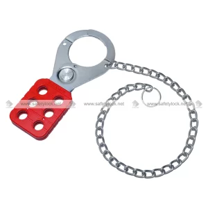 vinyl coated lockout hasp with 12 inch zinc finish chain