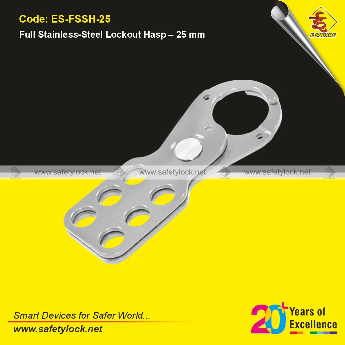 full stainless steel lockout hasp 25 mm jaw size