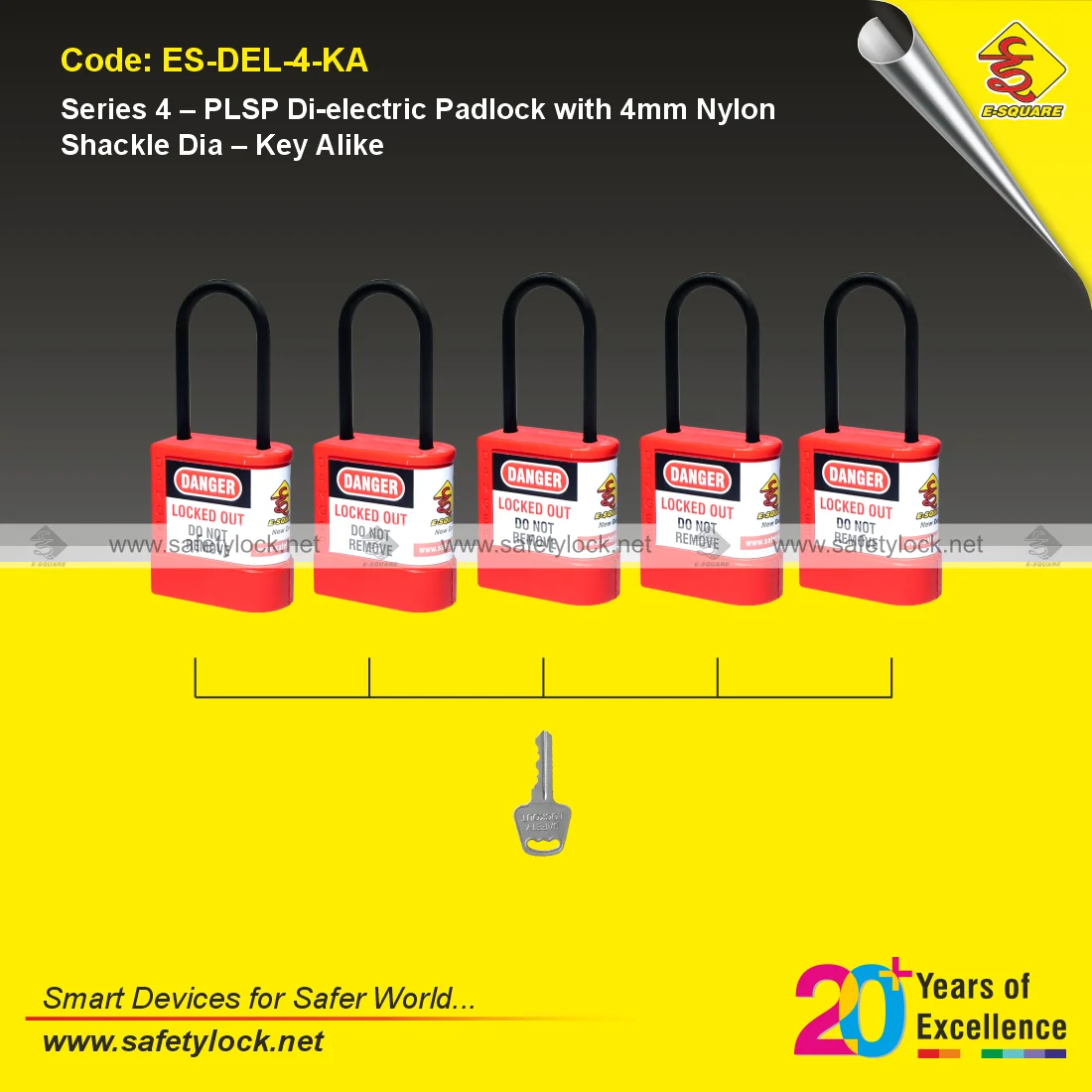 non-conductive LOTO padlock with 4mm nylon shackle