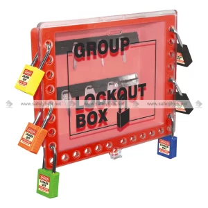 red coloured ABS group lockout box