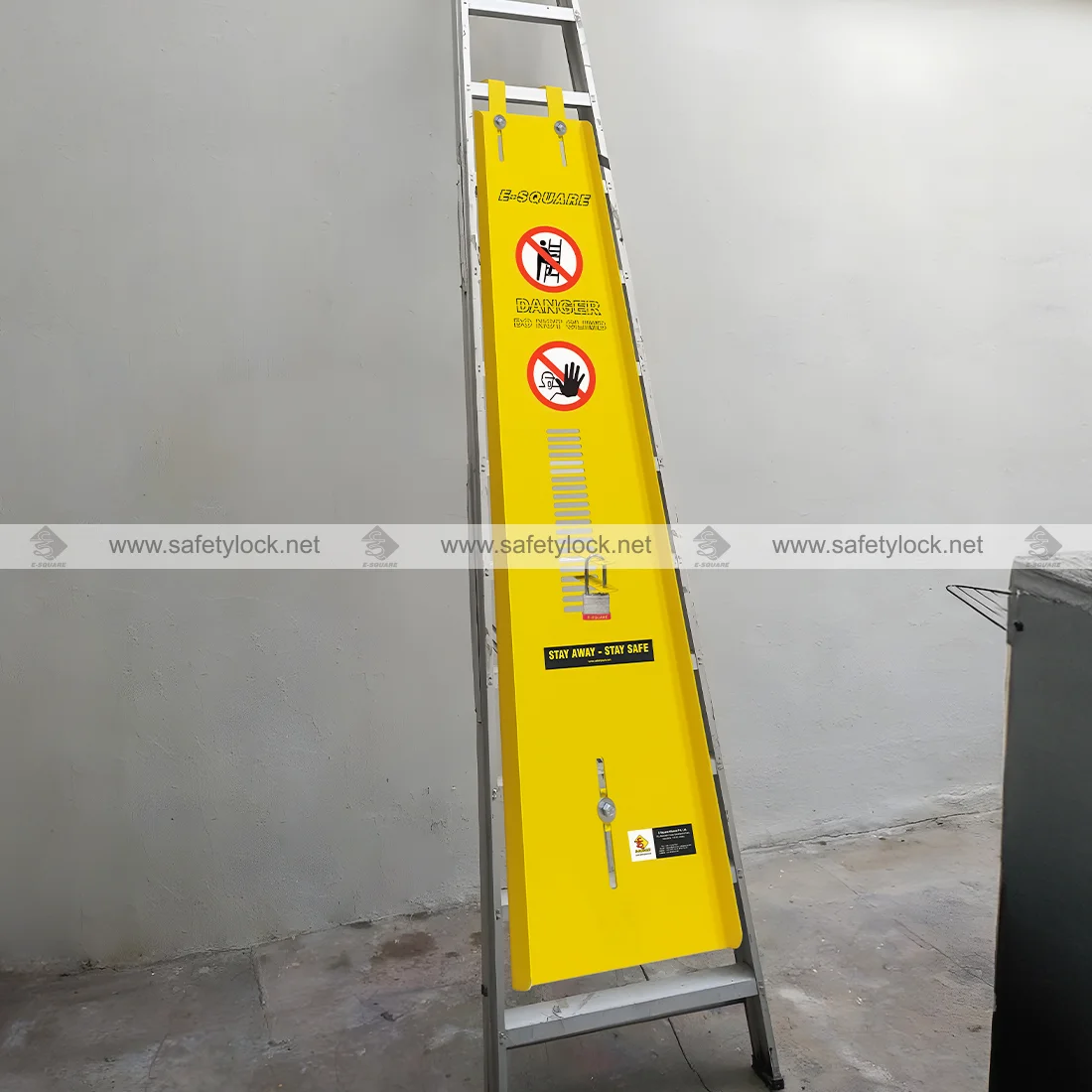 A shaped ladder lockout cover application